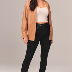 Abercrombie & Fitch Mixed Fabric Curve Love High Rise Super Skinny Ankle Jean